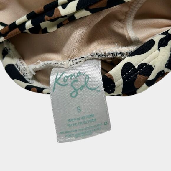 Kona Sol Cheetah Print One Piece Swimsuit Leopard Print Bathing Suit Bow Back - Picture 4 of 6